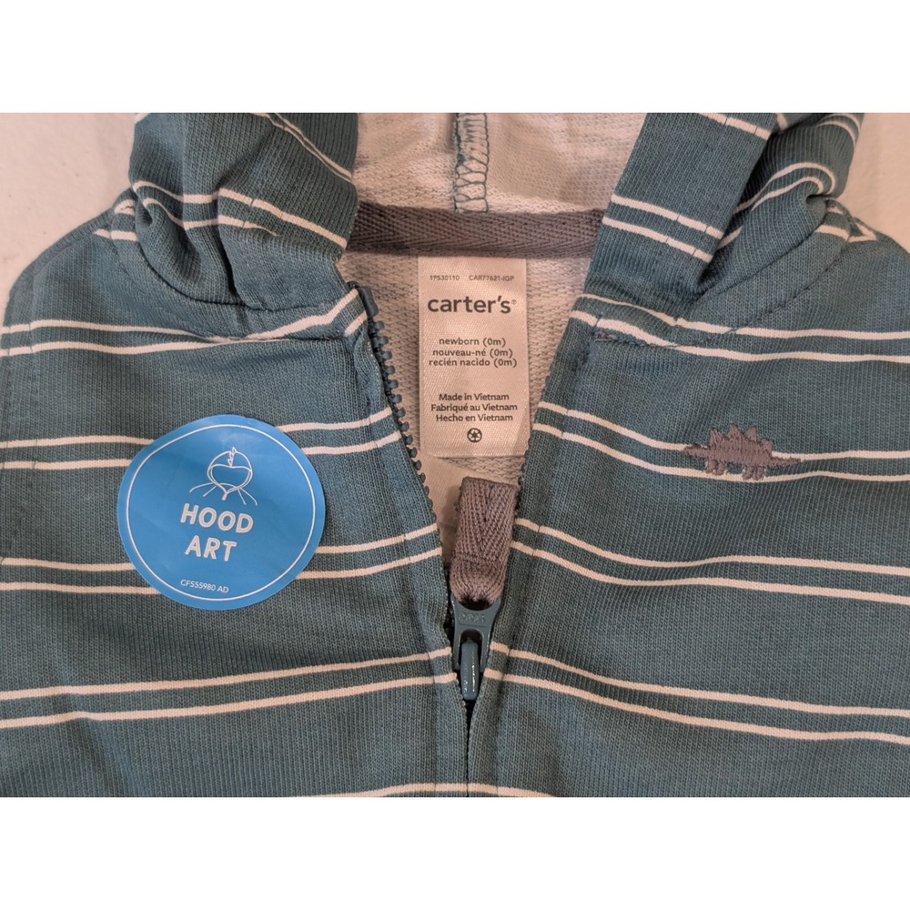 Carter's Baby Boys Newborn 3 PC Set Bodysuit Pants Hooded Vest Dinosaur Newborn - Picture 4 of 6